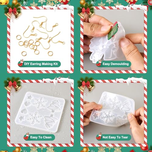 Elecrelive 2Pcs Christmas Earring Molds Snowman Bell Tree Star Resin Molds - color: Clear - Christmas