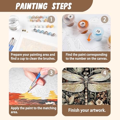 XTCIXAL Paint by Numbers Kit for Adults, Dragonfly, 16X20 Inch - color: 06-Dragonfly