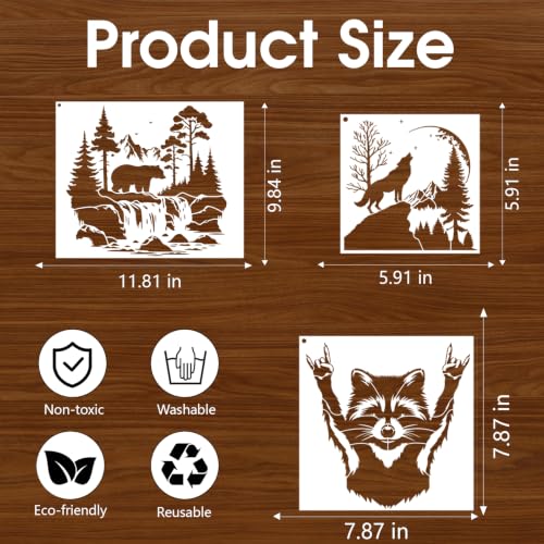 Large Animals Stencil for Walls Reusable Painting Templates for Crafts Wood - style: Animals