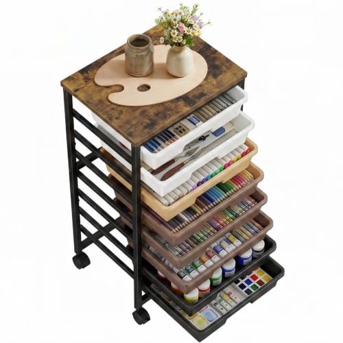 Pipishell Rolling Cart with 5 Drawers, Craft Storage Cart, Khaki Gradient - color: khaki gradient, size: 8-Drawers