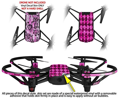Skin Decal Wrap 2 Pack Compatible with DJI Ryze Tello Scene Kid Sketches Pink Drone NOT Included