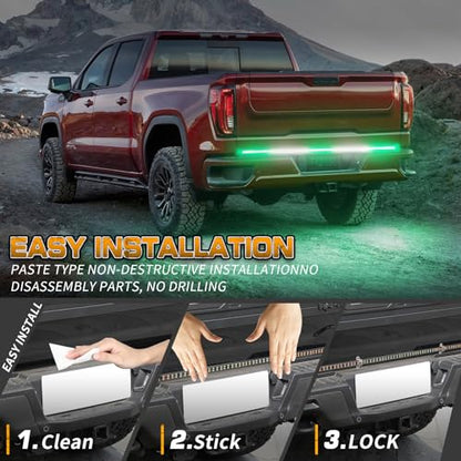 XRIDONSEN 60 inch Tailgate Strobe Lights Strip Green White Emergency Lights - color: Green/White