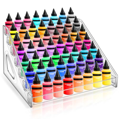 Vowcarol Clear 7-Tier Snap-On Acrylic Paint Organizer Rack | Holds 56 Bottles | Miniature & Craft Paint Storage
