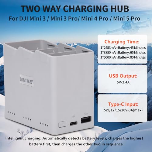 Intelligent Two-Way Charging Hub for DJI Mini 5 Pro, Mini4 Pro, Mini 3 Pro, Mini3, Bi-Directional Battery Charger (No Battery Included)