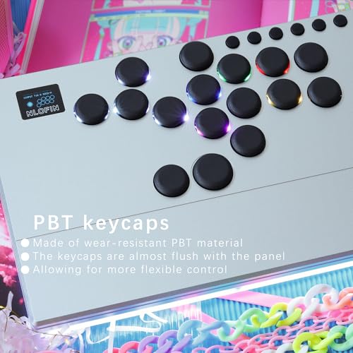 NLOFIN Leverless Arcade Stick 16Keys All-Button Leverless Controller,Silver - color: Silver
