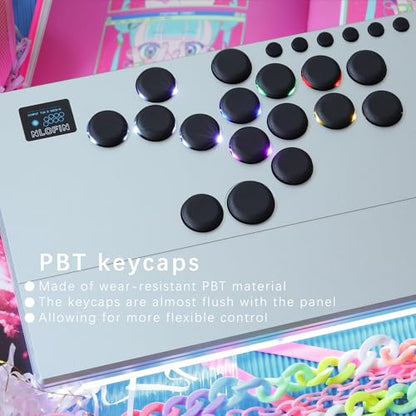 NLOFIN Leverless Arcade Stick 16Keys All-Button Leverless Controller,Silver - color: Silver