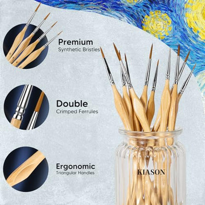 10Pcs Miniature Detail Paint Brush Set, Triangular Wooden Handles - color: Wood, size: 10
