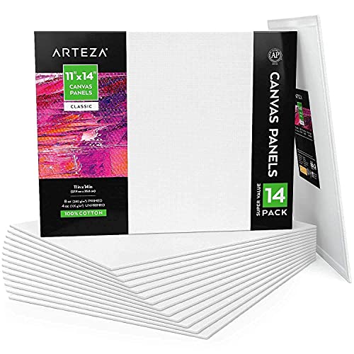 Arteza Gouache Paint and Canvas Panels Bundle, Painting Art Supplies for Artist, Hobby Painters & Beginners