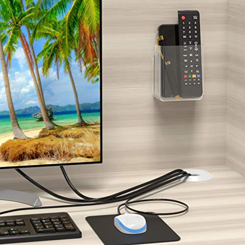 Clear Wall Mount Remote Holder, Adhesive Phone Storage Box, 1 Pack
