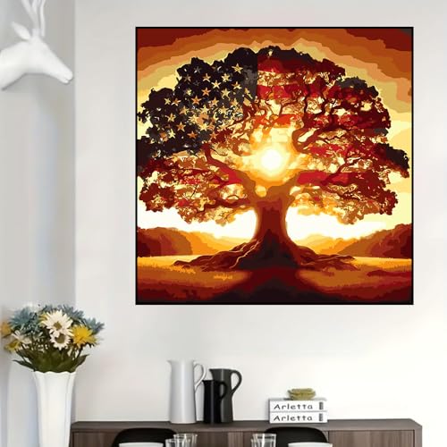 Ekuxom Ancient Tree Paint by Numbers Kit for Adults 16x16 Inch - color: Ancient Tree