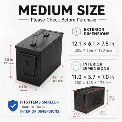 RC Battery Storage Box, Steel Ammo Can for LiPo Packs & Gear - size: 12.1" x 6.1" x 7.5"