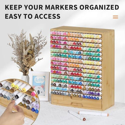 AUTOARK Bamboo Marker Organizer for 225 Markers,AHK-063 - size: 225 Markers