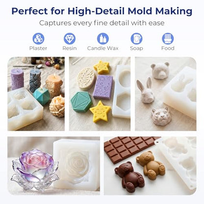 Nicpro 170oz Silicone Mold Making Kit 15A, Translucent Silicones Rubber - size: 170oz with frame housing