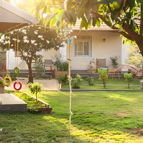 Brown Climbing Rope for Kids, 8.2FT Long with 4 Knotted Steps - color: Coffee
