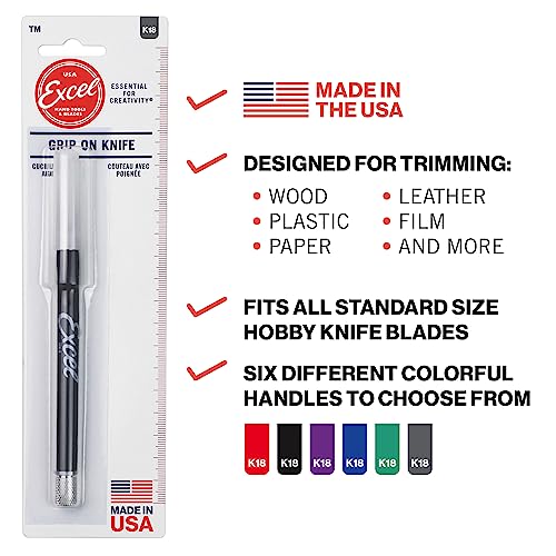 Excel Blades K18 Soft Grip Craft Knife, Red, Includes 15 Additional Blades