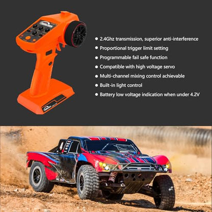 RC Remote Control 4CH 2.4G Transmitter with Receiver and Lanyard for RC Car Crawler Boat, Orange - color: Orange