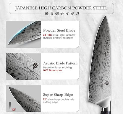 5PCS Knife Set, Kitchen Knife Sets in Powder Steel - size: 5PCS Knife Set
