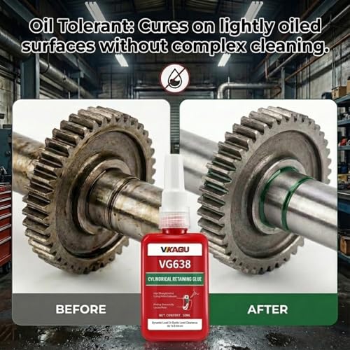 VG638 Retaining Compound (1.69 fl oz, 4 Pack), High Strength Bearing Mount & Cylindrical Adhesive - Industrial Bulk Supply for Workshops - Restores Worn Parts, Fast Cure, 0.01 in Gap Fill - size: VG638, style: 4 Pack