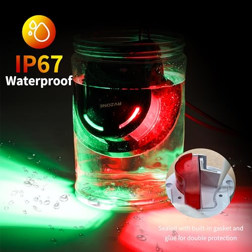 RVZONE Boat Navigation Lights, Red Green LED Bow Lights for Boats, IP67 - color: Black