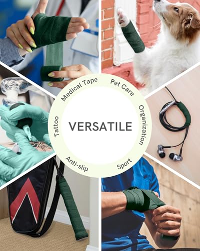 FriCARE Self Adhesive Bandage Wrap, Medical Tape in First Aid Kit - color: Hunter Green