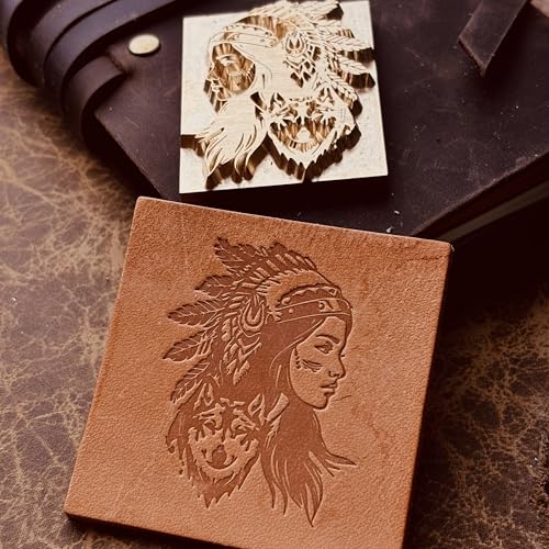 Native American Chief Leather Stamps Set, 6pcs Brass Leather Embossing Molds, Western Style Leather Heat Stamp, Wood Branding Iron Mold