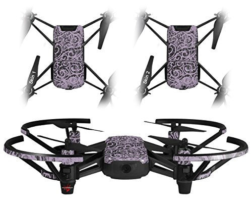 Skin Decal Wrap 2 Pack Compatible with DJI Ryze Tello Folder Doodles Lavender Drone NOT Included