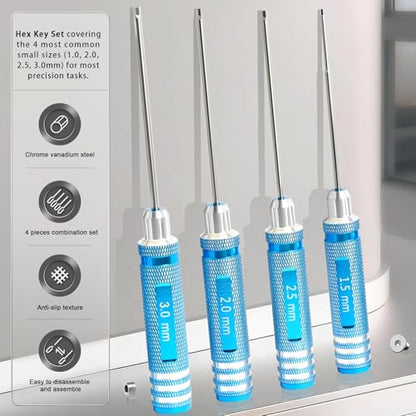 Hex Driver Set 1.5/2.0/2.5/3.0mm, RC Screwdriver Kit - color: Blue-2