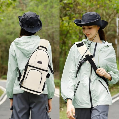 MOSISO Camera Sling Bag, Photography Shoulder Bag Compact Camera Backpack - color: Beige