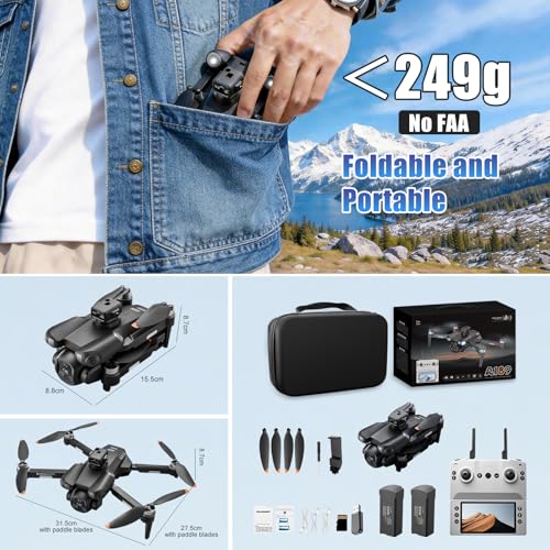 A189 GPS Drones with Camera for Adults 4K, 60Min Flight Time 4.5" HD Screen - color: Black