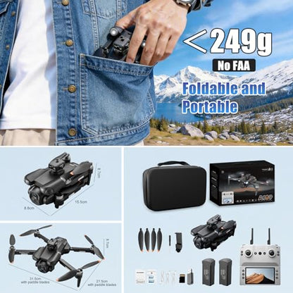 A189 GPS Drones with Camera for Adults 4K, 60Min Flight Time 4.5" HD Screen - color: Black