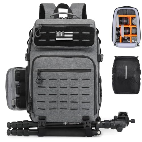 HAMBOLY Professional Camera Bag Backpack for DSLR, SLR & Mirrorless - color: Black + Grey