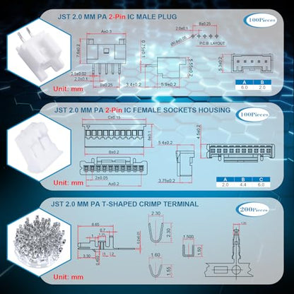 CQRobot JST PA 2.0mm Pitch 2-Pin Electronic Computer Connector Adapter - size: 2P, style: PA