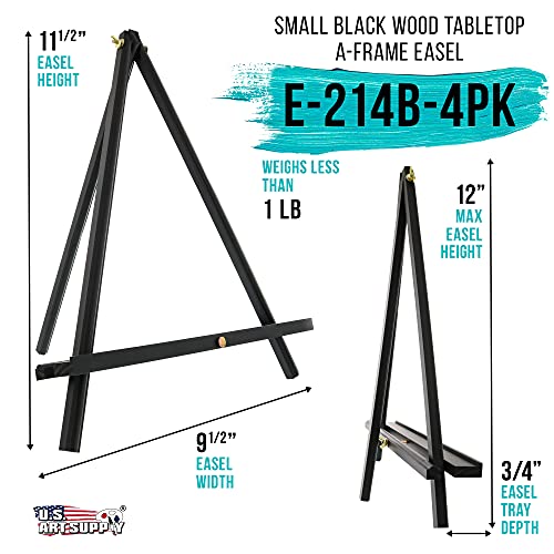U.S. Art Supply 12" Black Wood Tabletop Easel (4 Pack) - Adjustable - color: Black, size: 12 inch