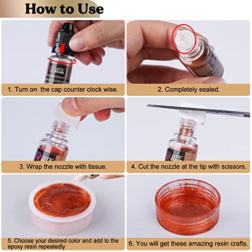 LET'S RESIN Metallic Alcohol Ink Set-24 Colors Metal Pigment Each 0.35oz