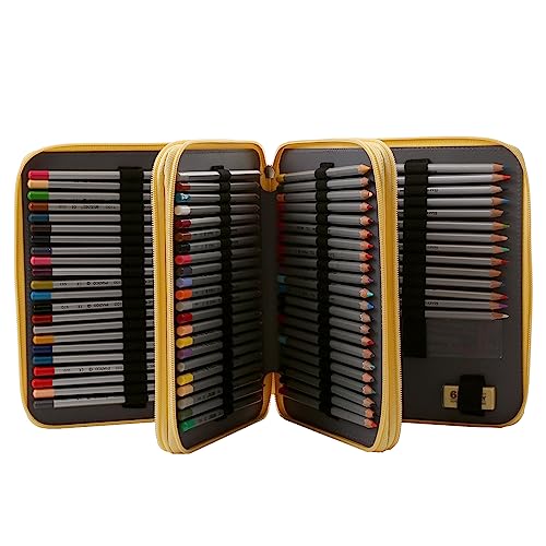 Lbxgap120 Slots Pencil Case 3-Layer Zipped Holder With Handle - color: Bee, size: 120