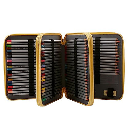 Lbxgap120 Slots Pencil Case 3-Layer Zipped Holder With Handle - color: Bee, size: 120