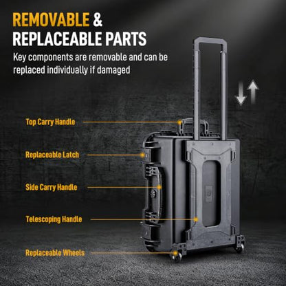 Lykus HC-4920 Hard Case with Wheels and Foam, Inner Size 18.5*13.78*7.28in - size: HC-4920