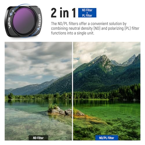 NEEWER HD Magnetic ND Filter Set Compatible with DJI Osmo Pocket 3 / Pocket 4 / Xtra Muse, 4 Pack ND8/PL ND16/PL ND32/PL ND64/PL Filter with Screen Protector Accessories - style: ND Filter Set