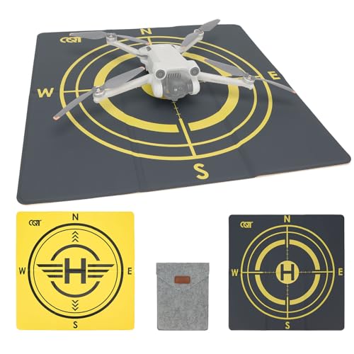 CQT Drone Landing Pad Universal Waterproof Weighted Portable Fast-Foldable Helipad Launch for DJI Mavic 3 Pro/Mini 2 SE/Air 2 2S/Mini 3 4 Pro/Mavic 2/Holy Stone/FPV/Avata/RC Quadcopters Accessories - color: Yellow+Dark Gray