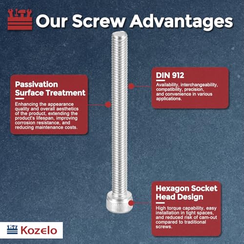 Socket Head Cap Screws M5-0.8x55mm 304 Stainless Steel Silver 10pcs - size: M5-0.8x55mm