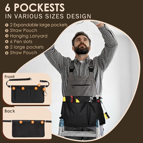 Likesing Server Apron, Serving Apron with Pockets for Waitress, Waiter Waist Tool Pouch Bag with 59'' Adjustable Belt - color: Black-large Size