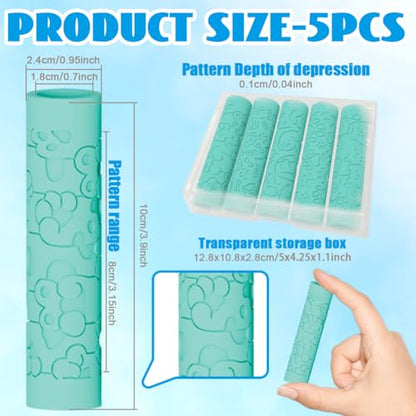 5 Pcs Pet Cat Dog Polymer Clay Texture Roller Paw Print Clay Roller for Jewelry Making DIY Clay Texture Tool for Earring - color: Pet Elements