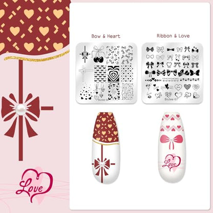 Biutee 16Pcs Nail Art Stamping Plates Silicone Stamper Scraper Storage Bag - color: 20PCS