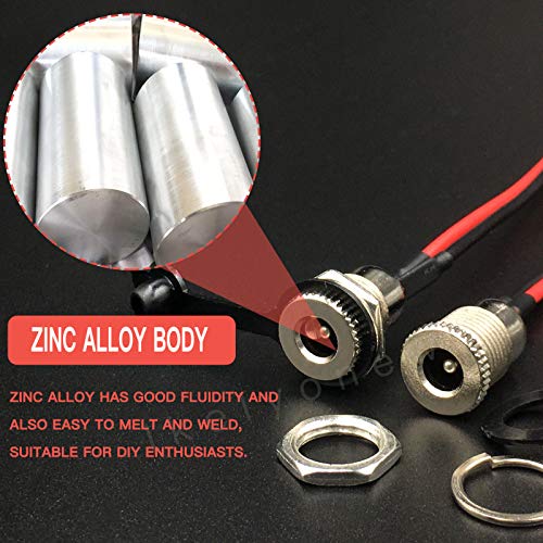 lkelyonewy 8Pack Female DC Threaded Barrel Jack Panel Adapter 5.5mm x 2.1mm Connector 18AWG Wire DC Power Jack Panel Mount Socket 2 Pin Solder Type with Dustproof Plug for MP3 Phone Audio Video
