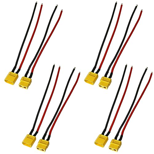8PCS Plug Female and Male Connector 16AWG XT60 Plug with Wire Model Aircraft Electrical Test Connector Male x4 Female x4