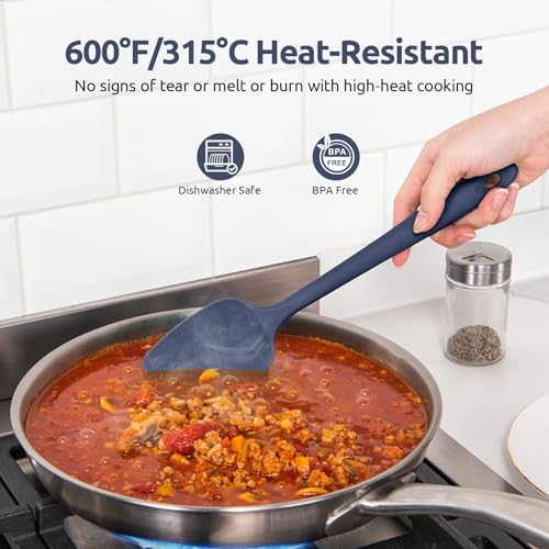 U-Taste 600ºF Heat Resistant Silicone Spatulas Cooking, 4Pcs/Midnight Blue - color: MidnightBlue