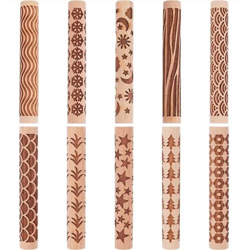 10Pcs Wooden Clay Roller Pottery Ceramic Craft Tools