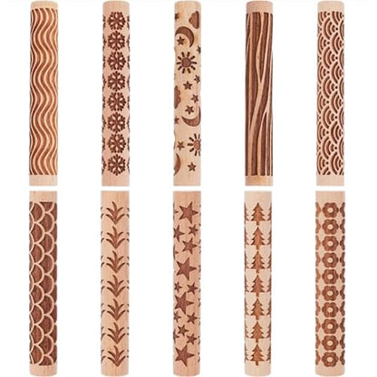 10Pcs Wooden Clay Roller Pottery Ceramic Craft Tools