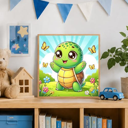 AUKELHJ Paint by Numbers Kit for Kids with Frame, Turtle, 8X8 inch - color: 11-Turtle
