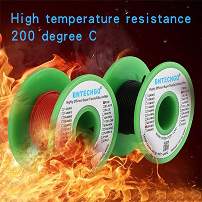 BNTECHGO 28 AWG Silicone Wire Red Black 50ft Stranded Tinned Copper Wire - size: 28 Gauge, 50ft per color